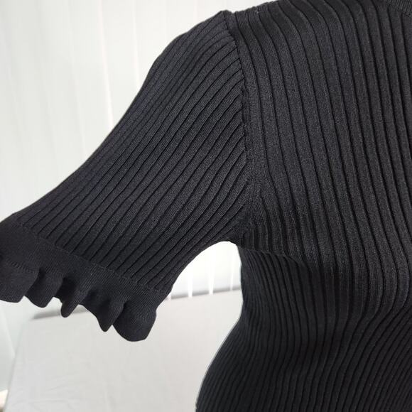 Cooper St Hilton Knit Top High Neck Short Sleeve Black Women's Small New Sample - Picture 6 of 11